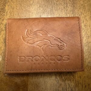 Denver Broncos NFL Embossed Leather Trifold Wallet - Broncos Brown Wallet